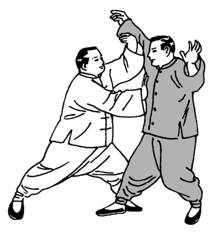 Anwendung der Technik Webstuhl mit Fajing-Angriff auf einen Akupunkturpunkt